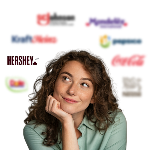 Woman thinking of brands in her mind