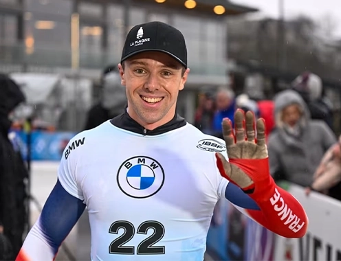 Lucas Defayet après une course de skeleton