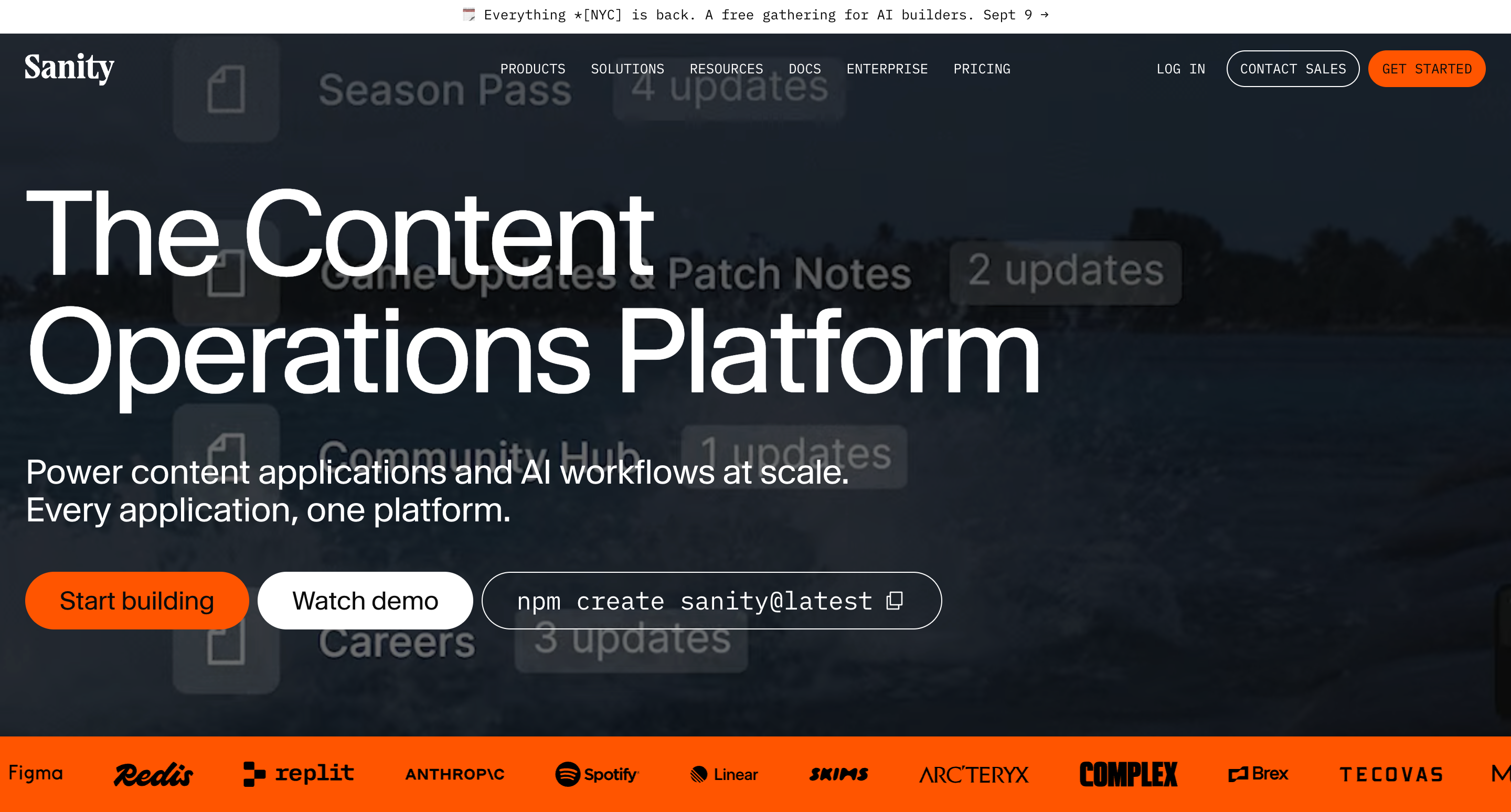 sanity homepage