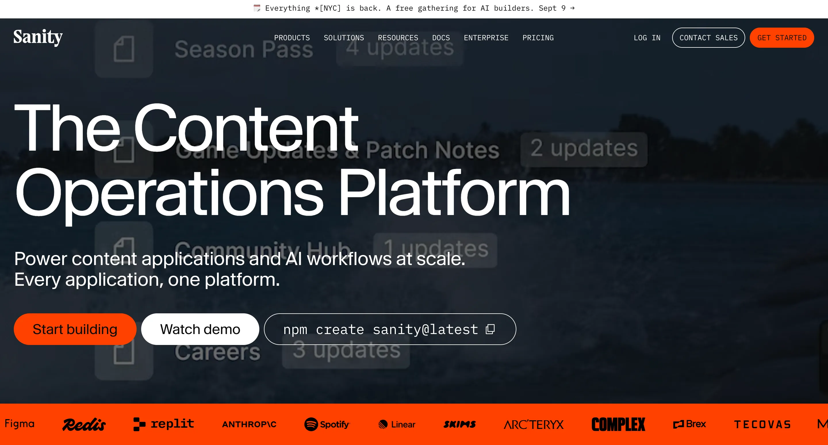 sanity homepage