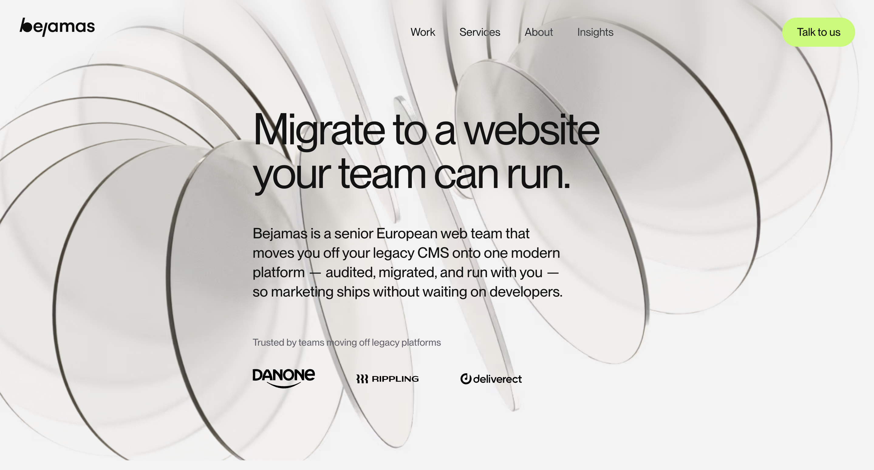 Bejamas homepage