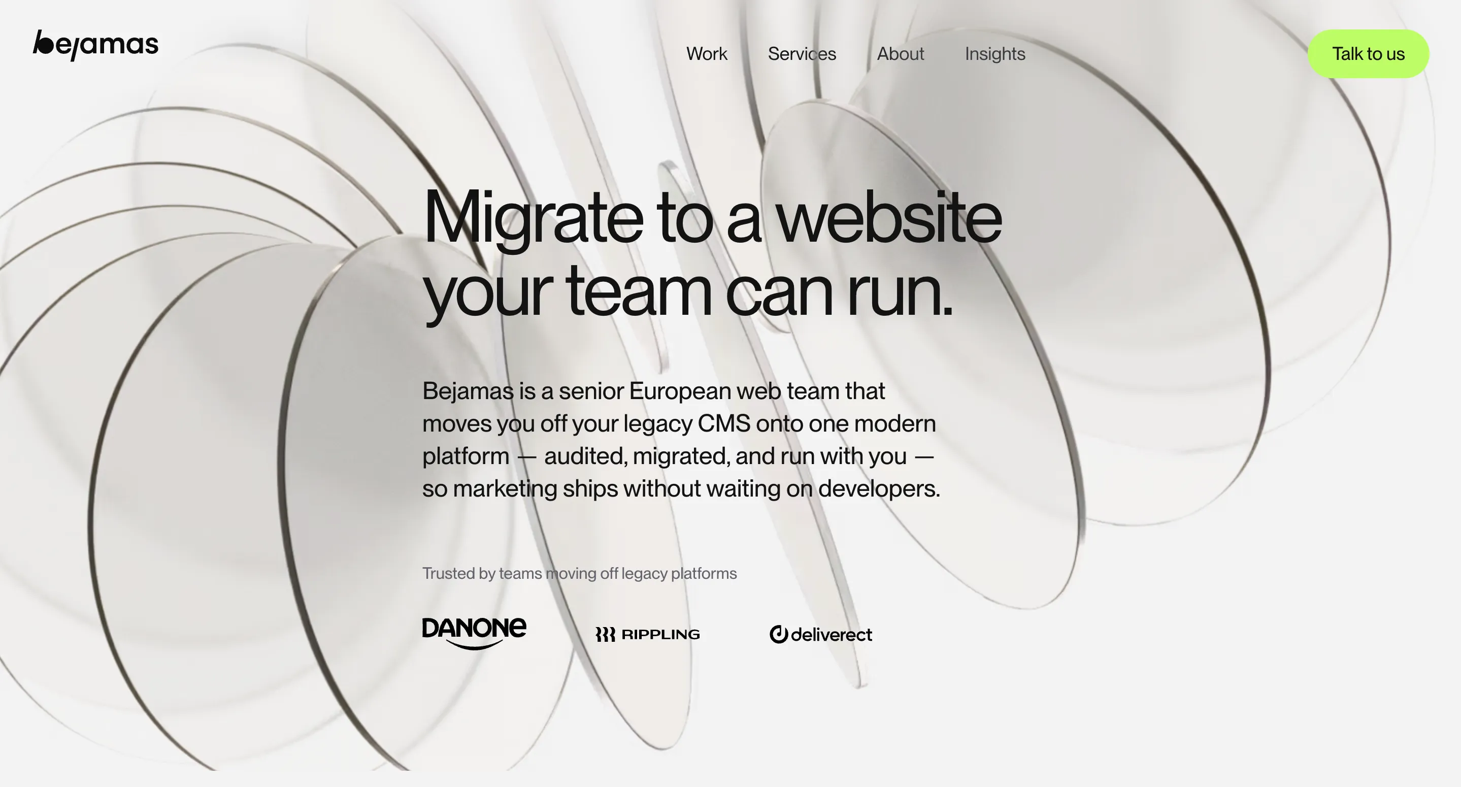 Bejamas homepage