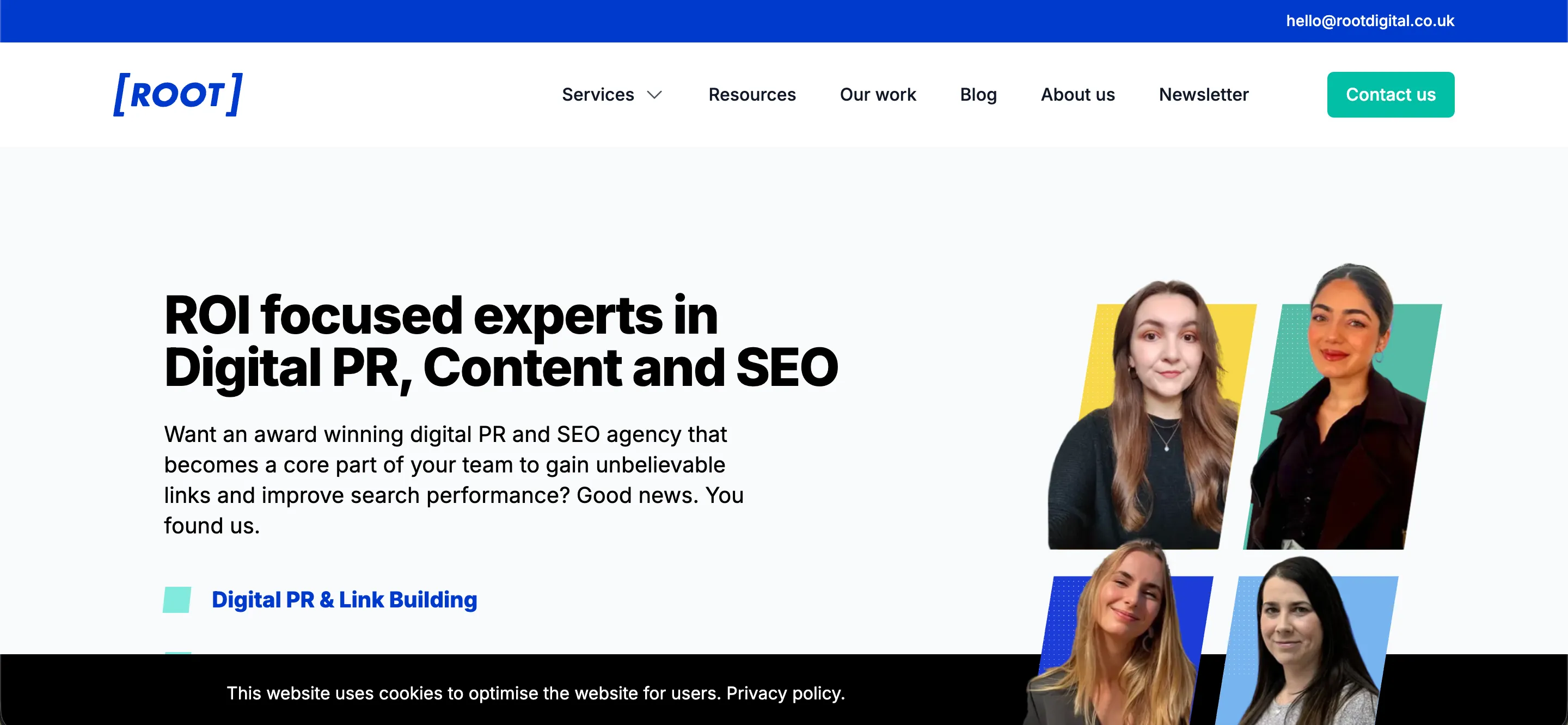 Root Digital Agency homepage