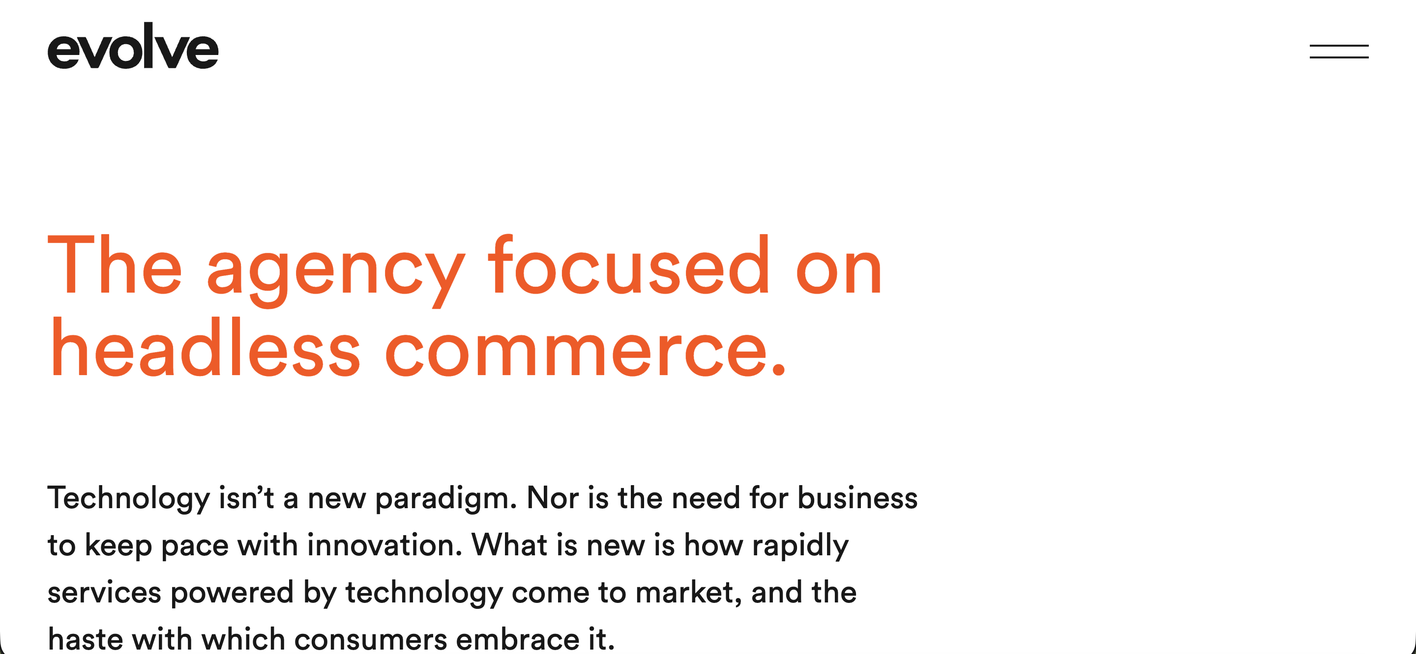 Evolve Commerce homepage