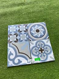 Gạch Bông Men Hoa Văn Xanh Biển 20x20 Cm