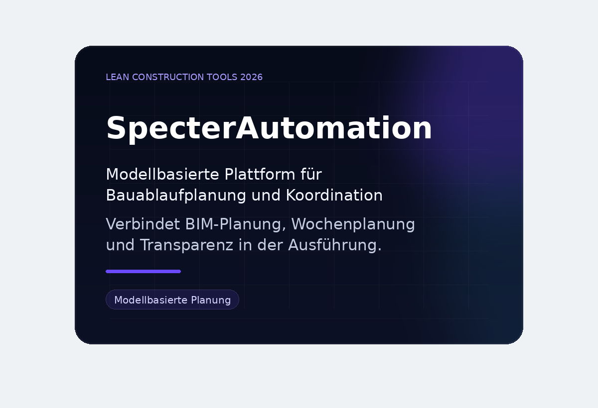 SpecterAutomation-Vergleichskarte mit modellbasierter Plattform für BIM-gestützte Koordination und Transparenz in der Ausführung