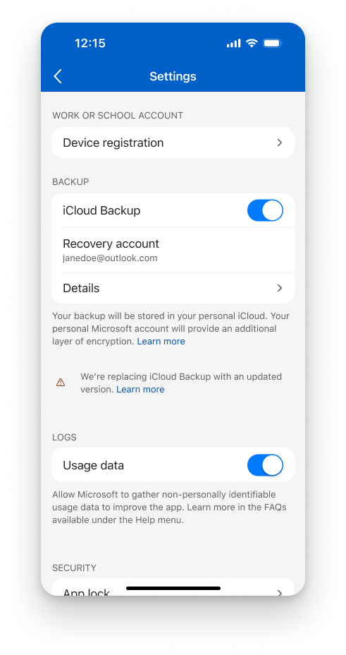 user settings