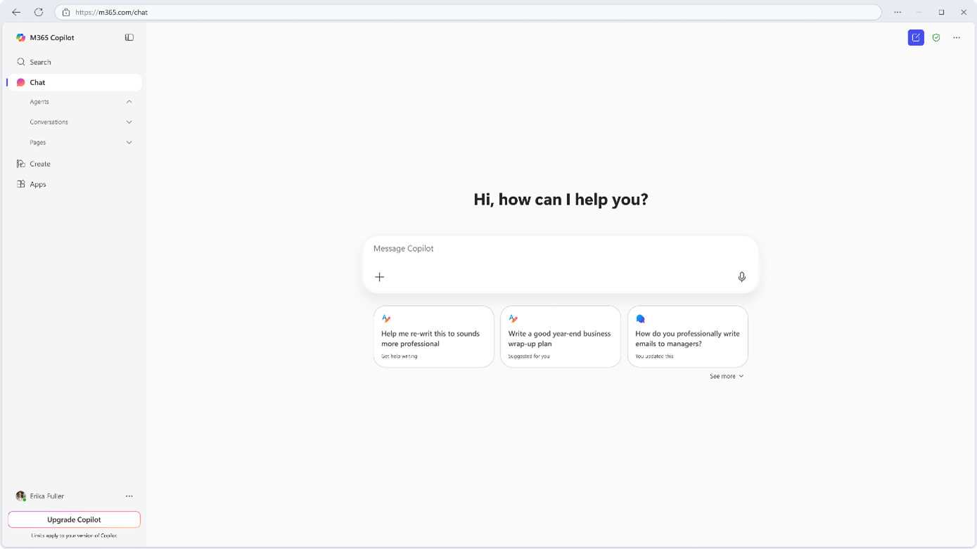 Microsoft 365 Copilot-App Ansicht