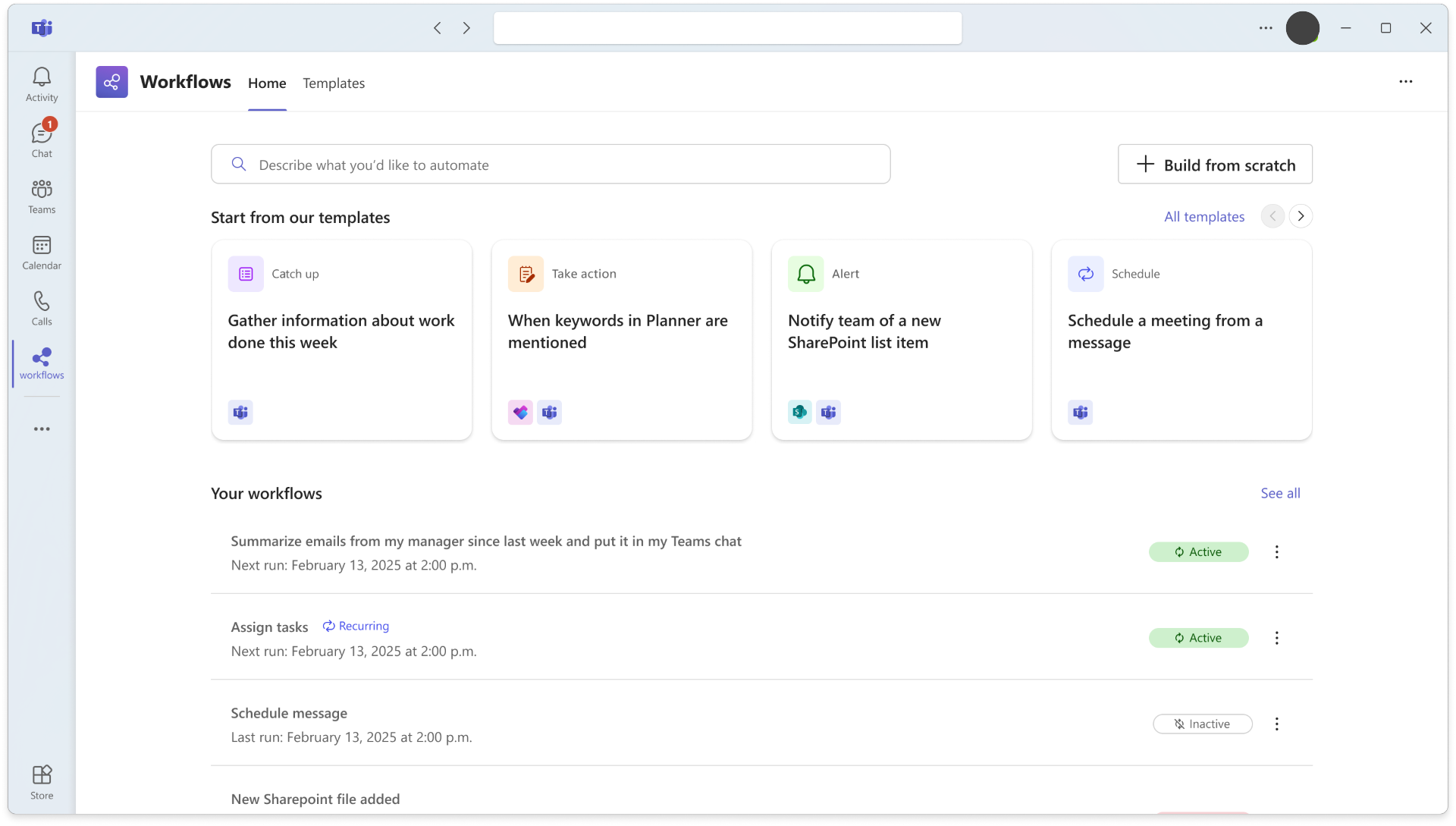 Screenshot der Workflows v2 Startseiten-Erfahrung.