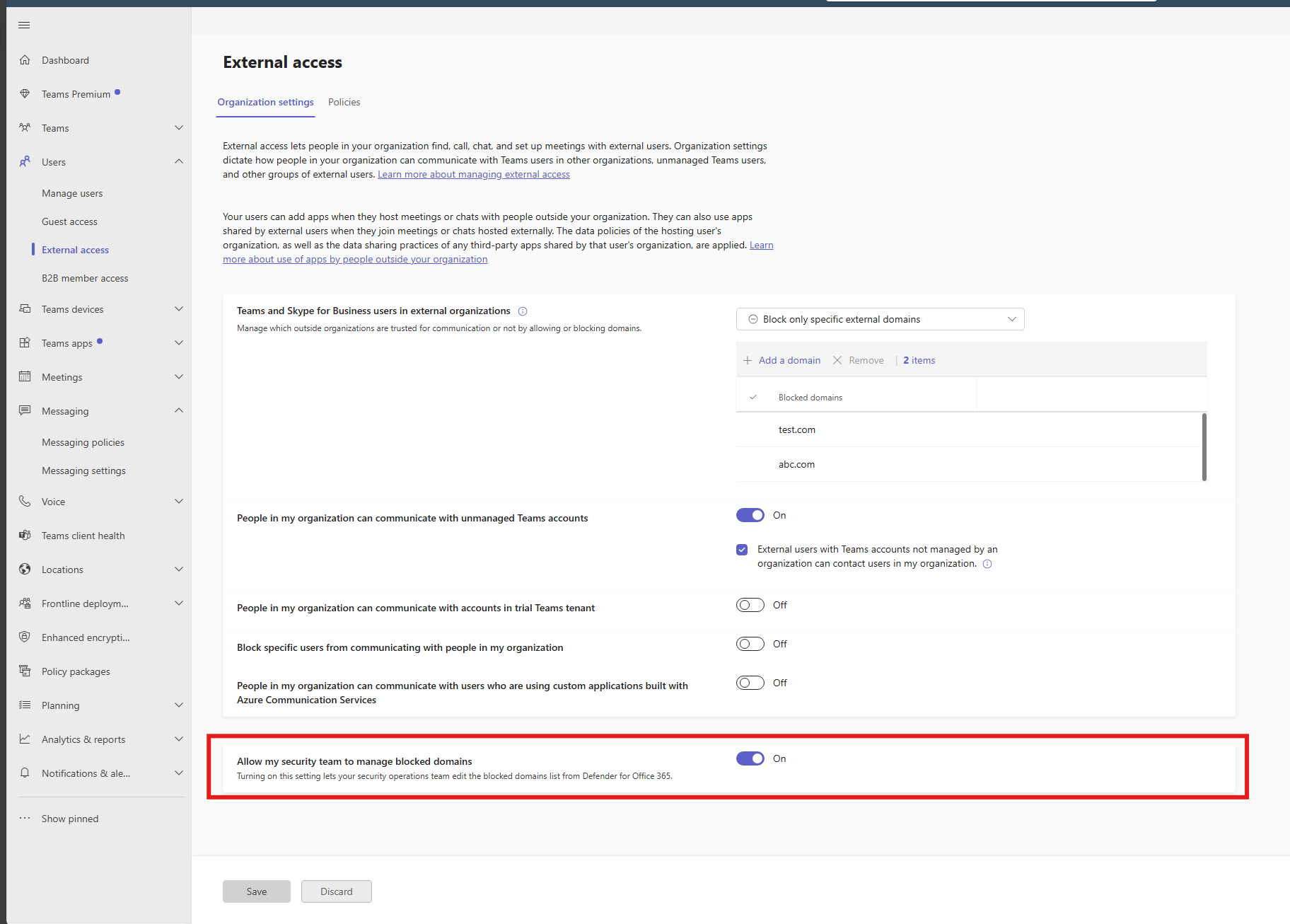 admin settings