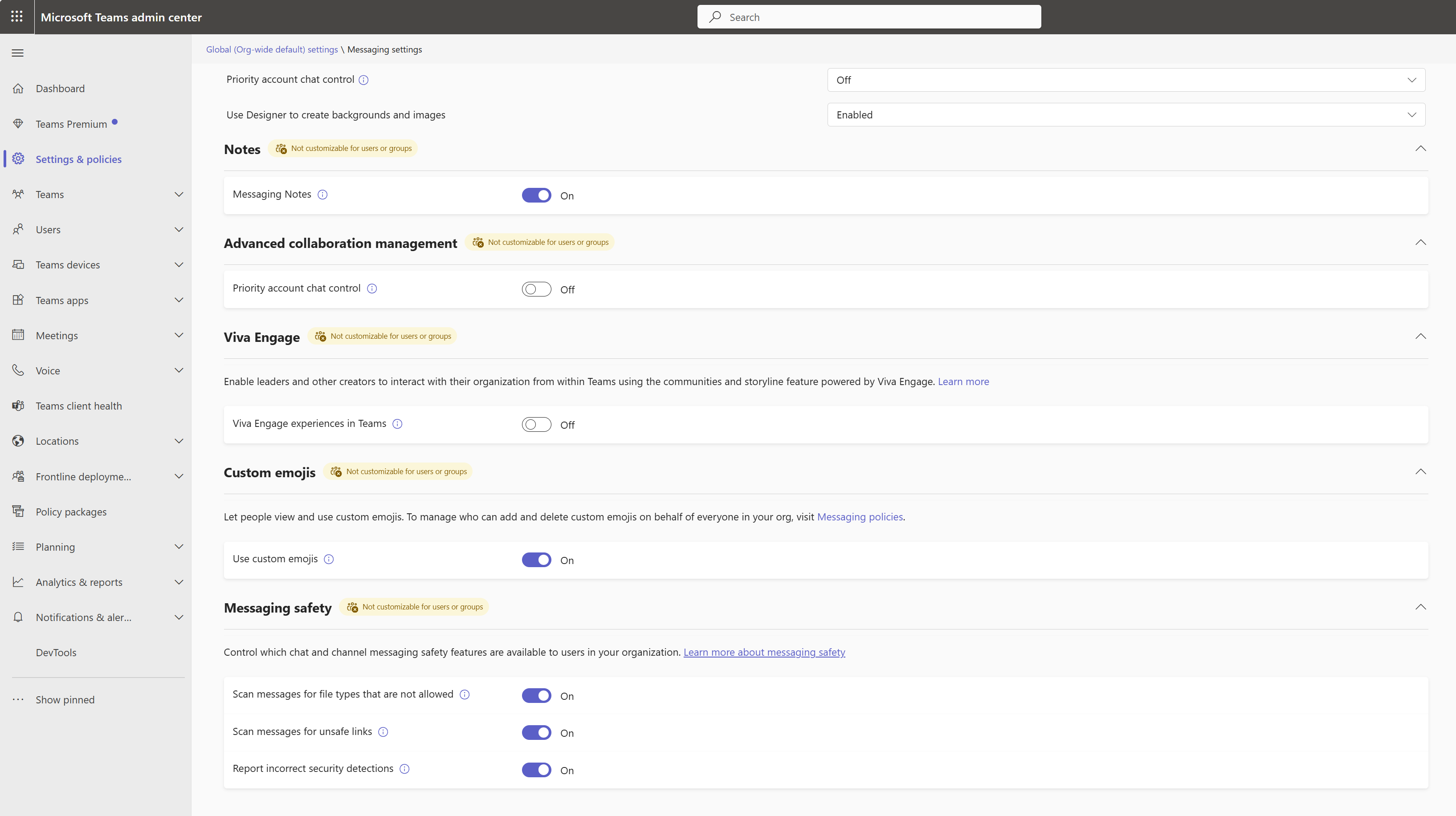 admin settings