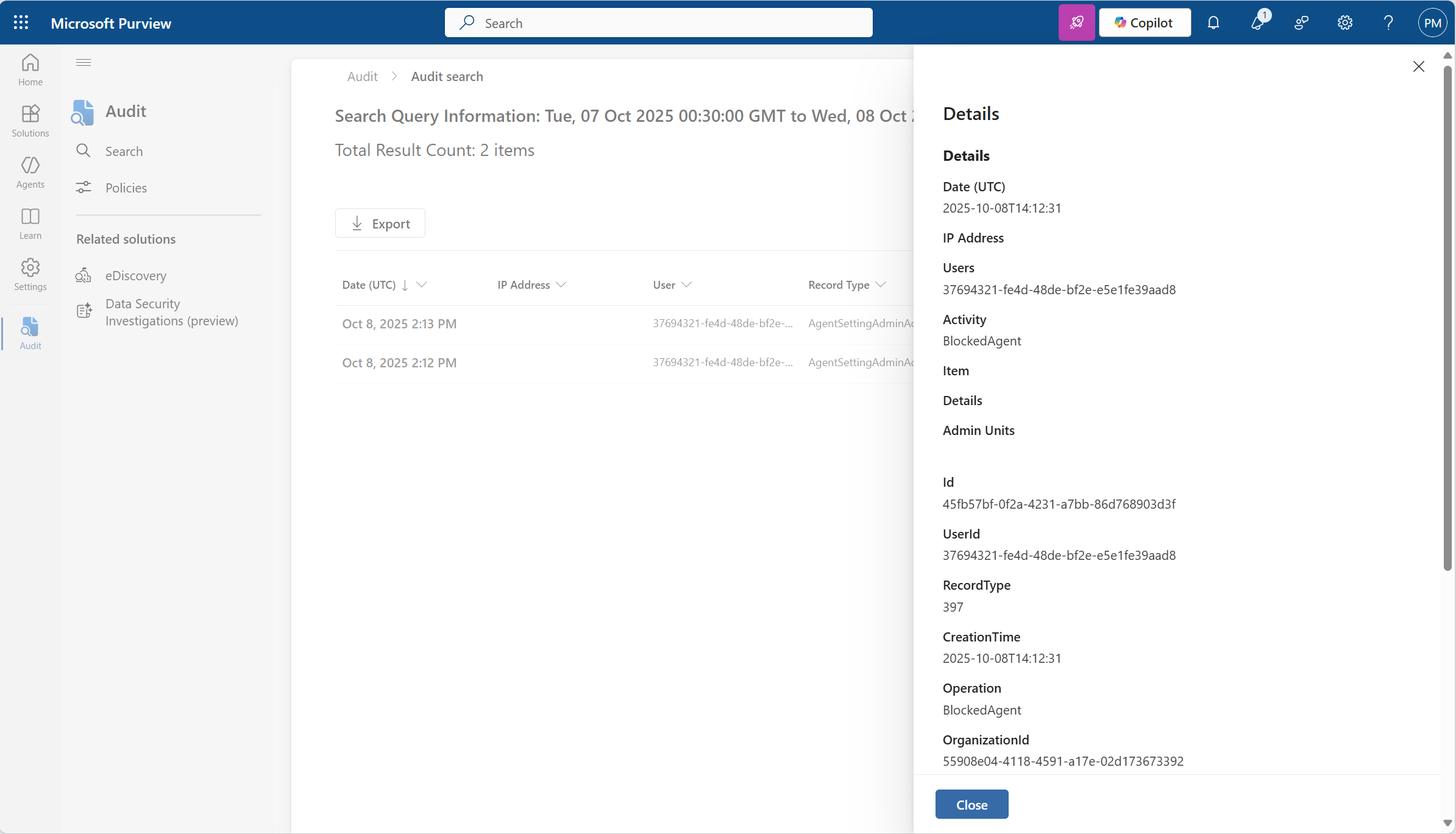 user settings