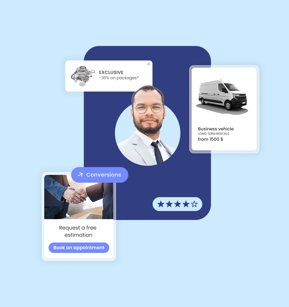 An example of a B2B site that automatically adapts to each visitor's profile: messages, promotions and products are personalized.