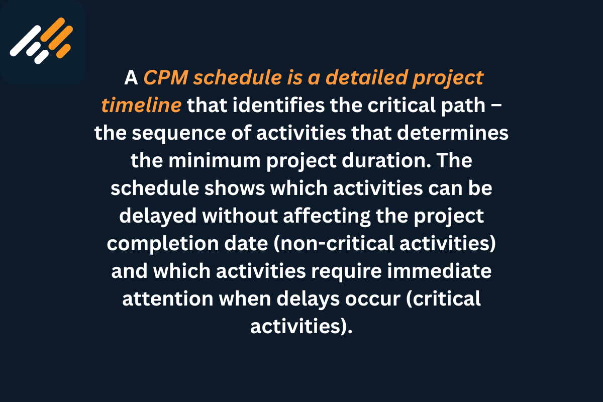 A definition of critical path method schedule. 