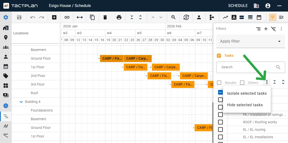 Version 2.5.3 - Hide and isolate selected tasks and unselect empty locations