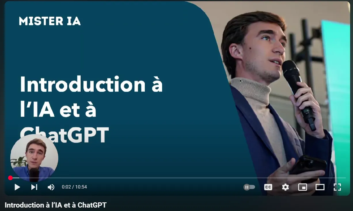 Introduction à l'IA et à ChatGPT - vidéo de Martin Pavanello, Mister IA
