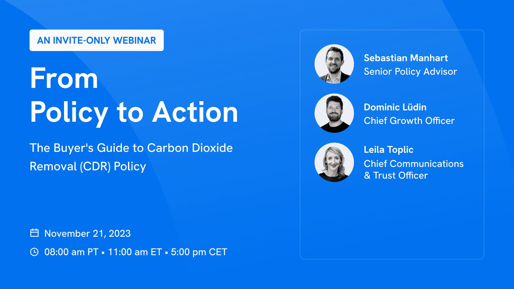 A visual showing the speakers of the webinar