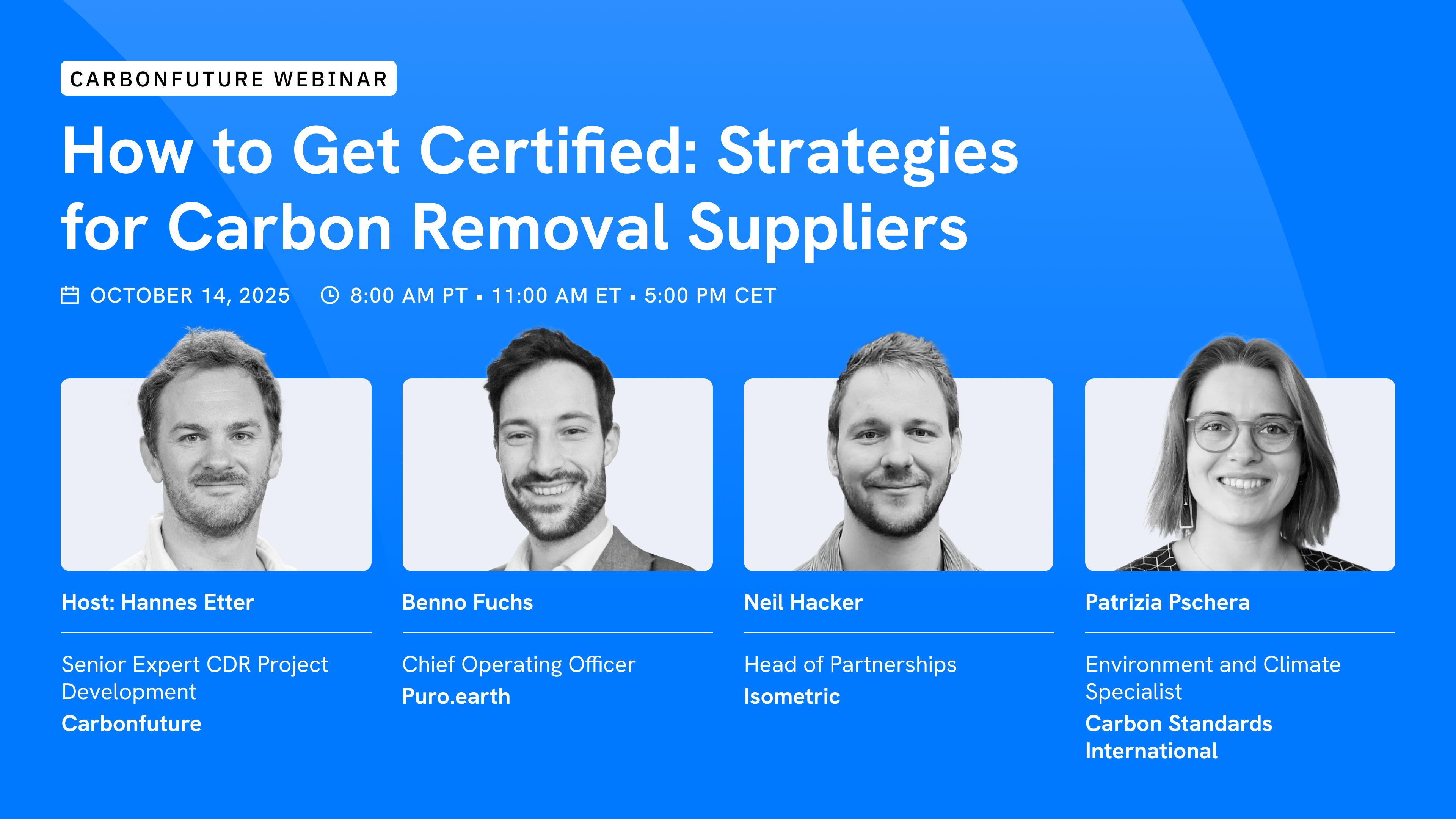 A visual showing the speakers and host of the webinar