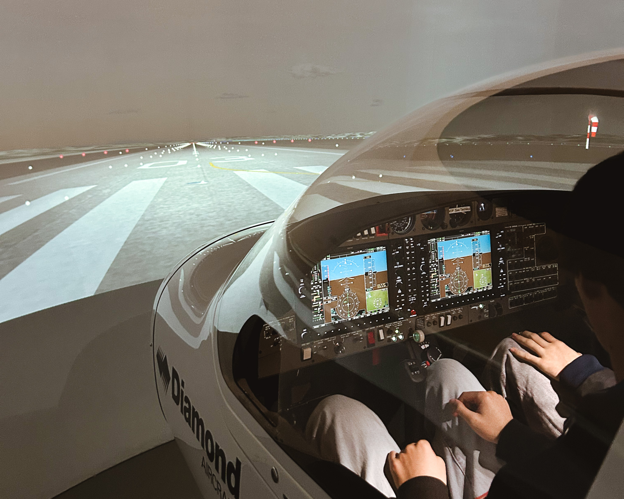 Open Day visitors trying the flight simulator