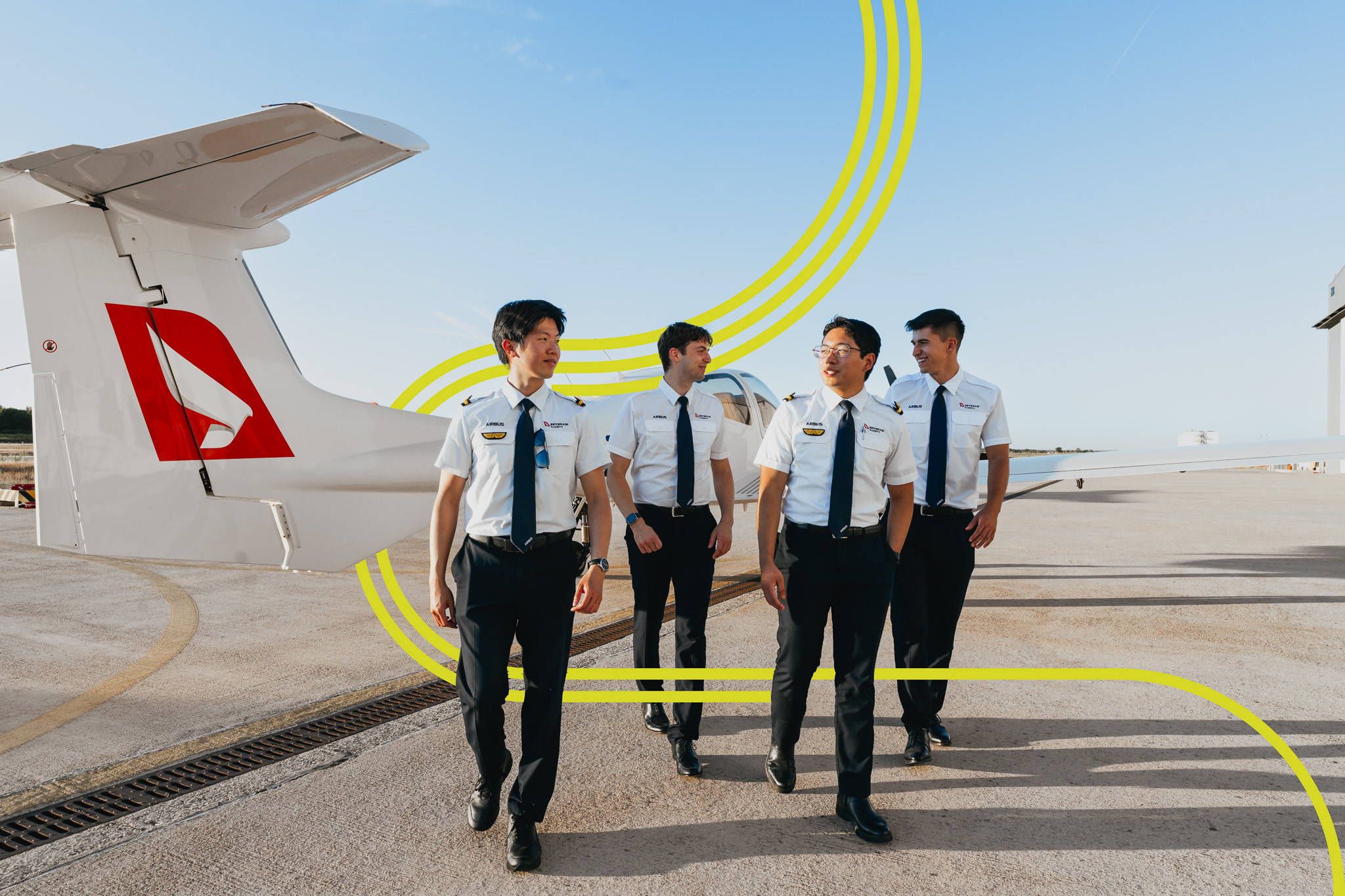 Airbus ATPi cadets in uniform on the apron