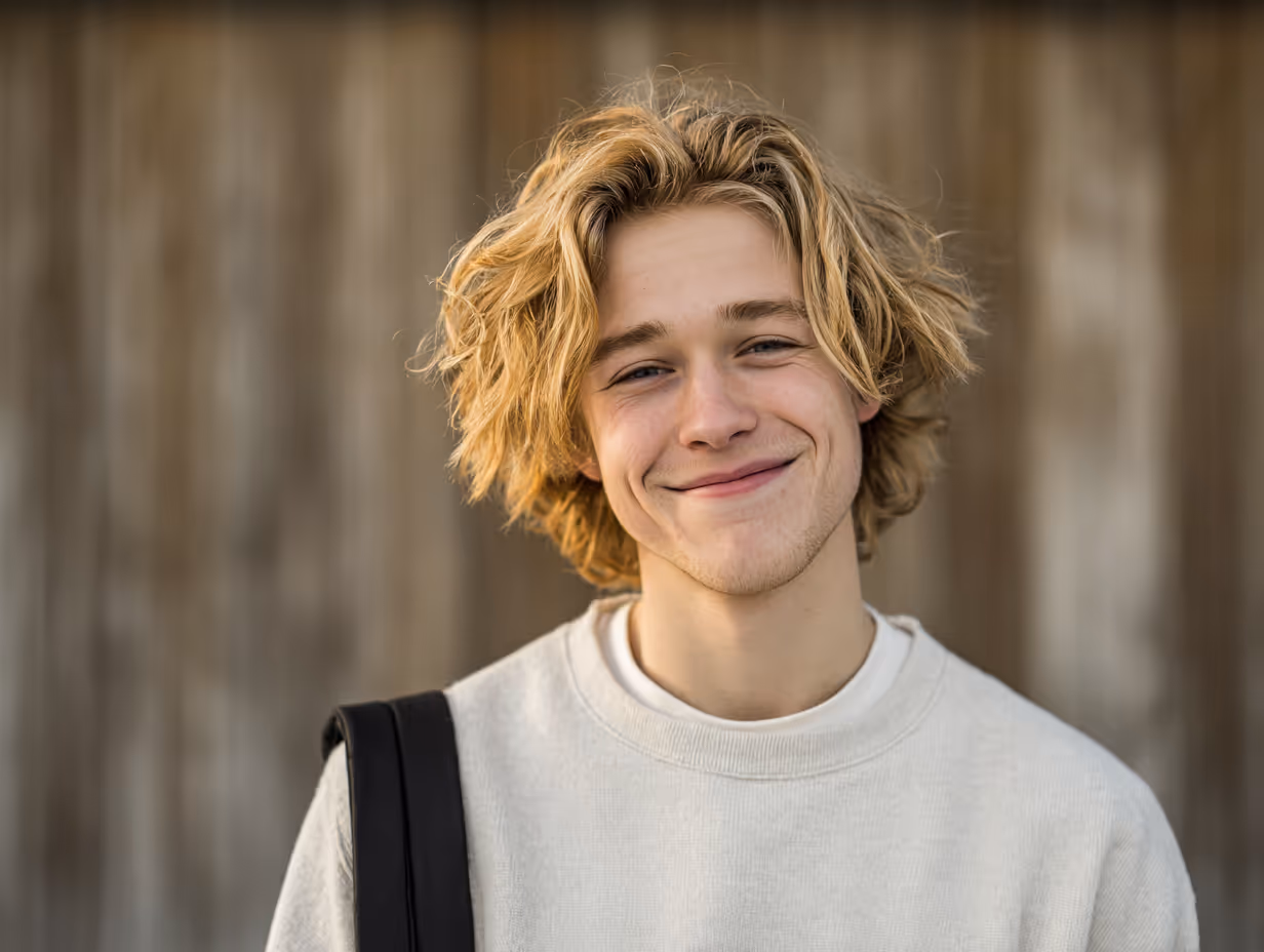 Jeune homme blond souriant, symbole de confiance retrouvée et de réussite après le parcours Doing Good