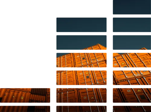 Photo de containers orange montrant la spécialisation de Ovrsea en tant de commissionnaire de transport.