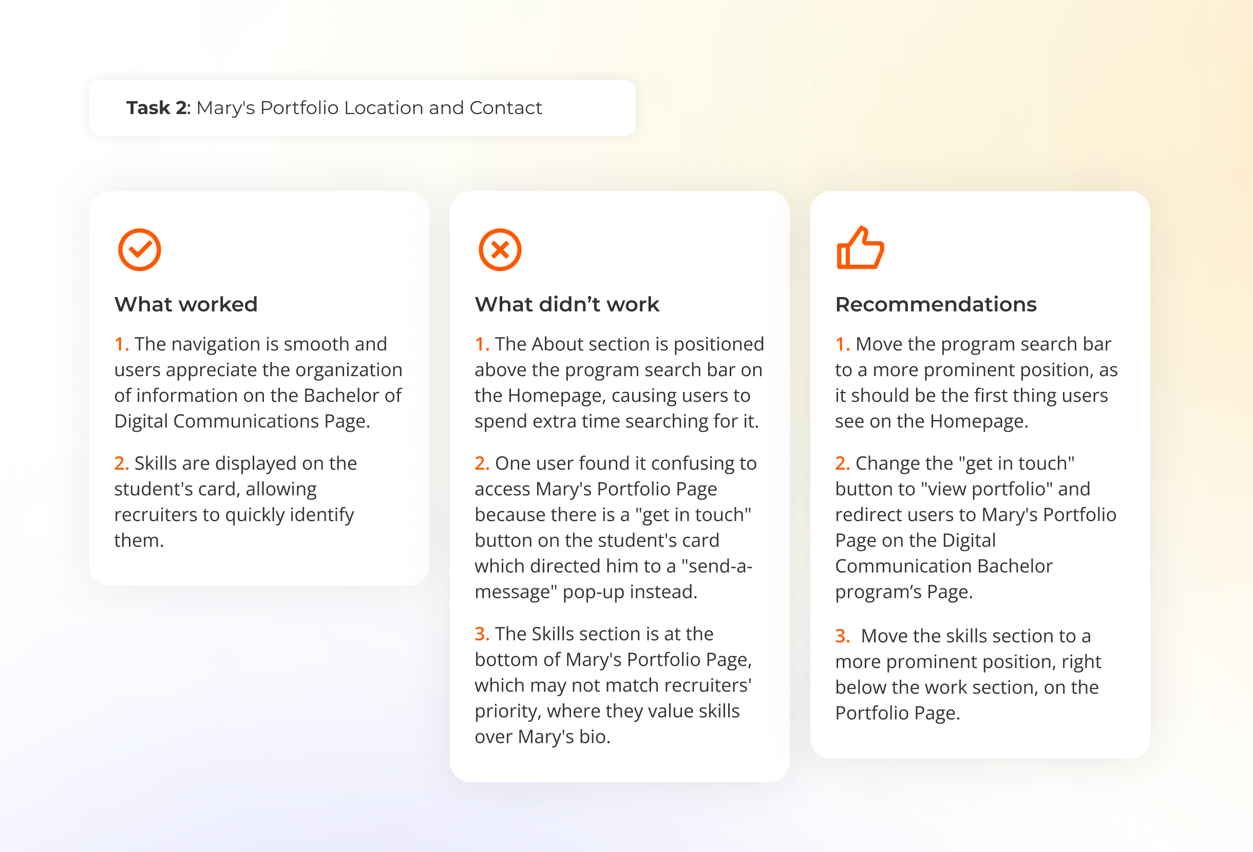 Task 2 User testing report for Humber Current Website