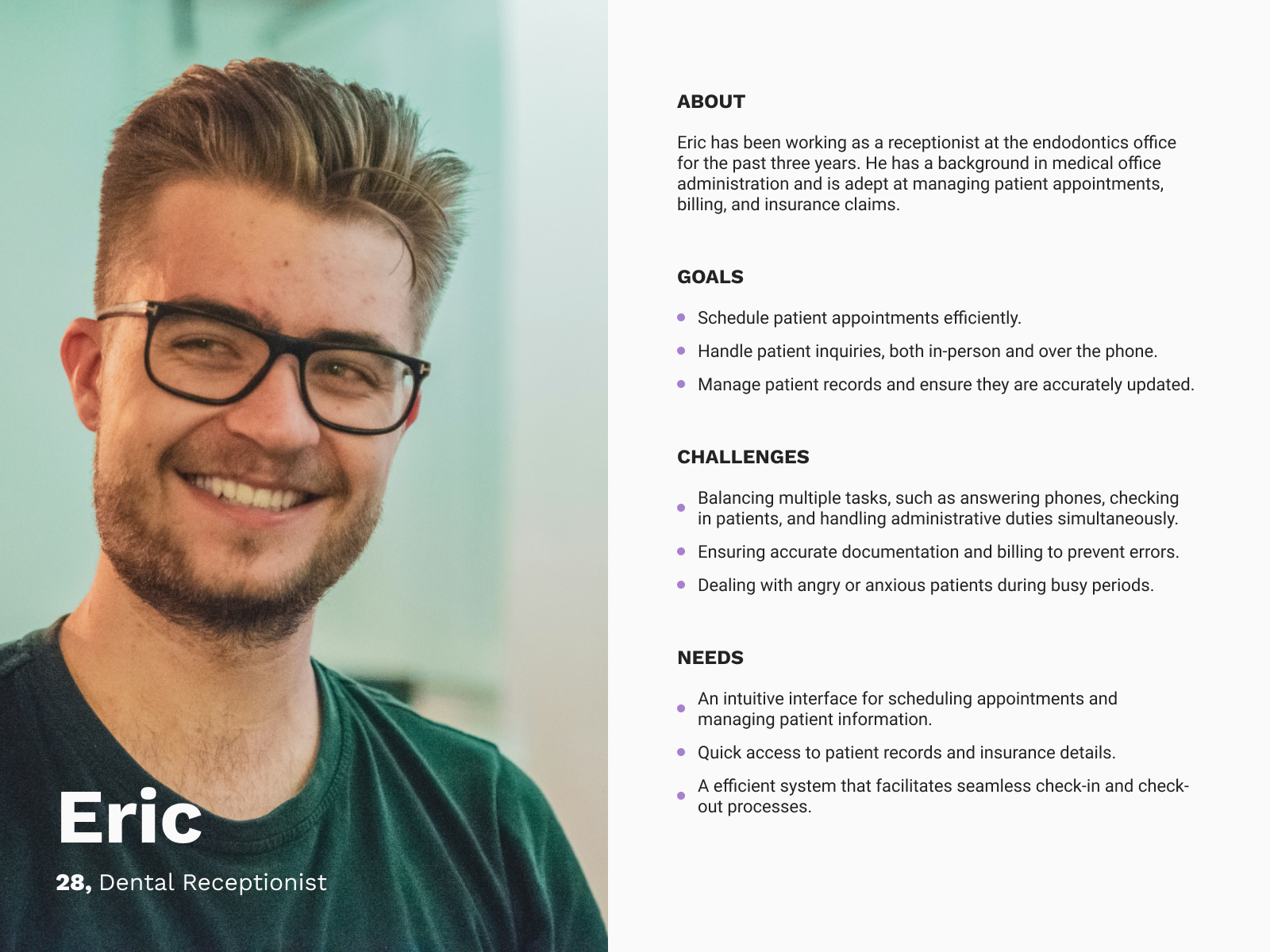 User persona of Eric