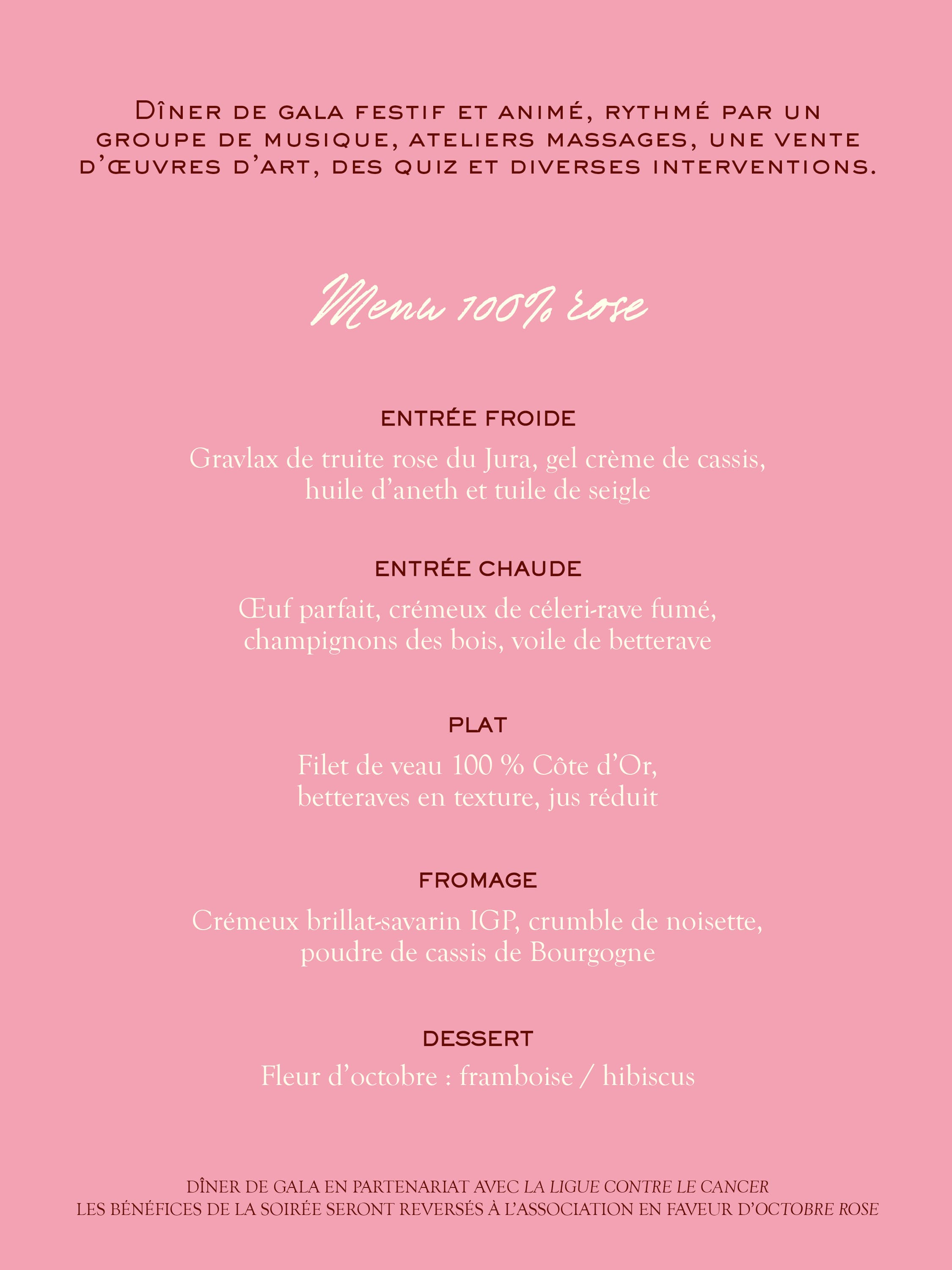 Diner Caritatif Octobre Rose x Bellevigne Bourgogne