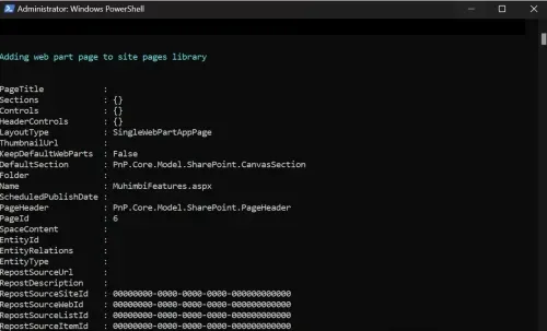 Code block adding web part page to site pages library in Nutrient Low-code solution