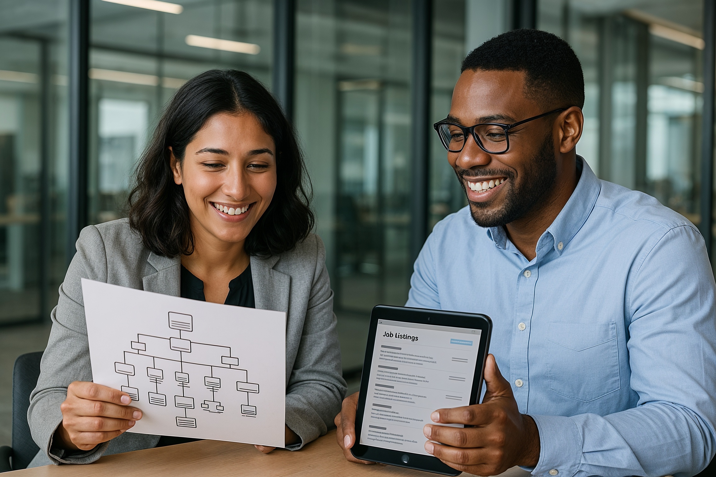 IT Certifications & Skills Training professionals reviewing network career options in a modern office