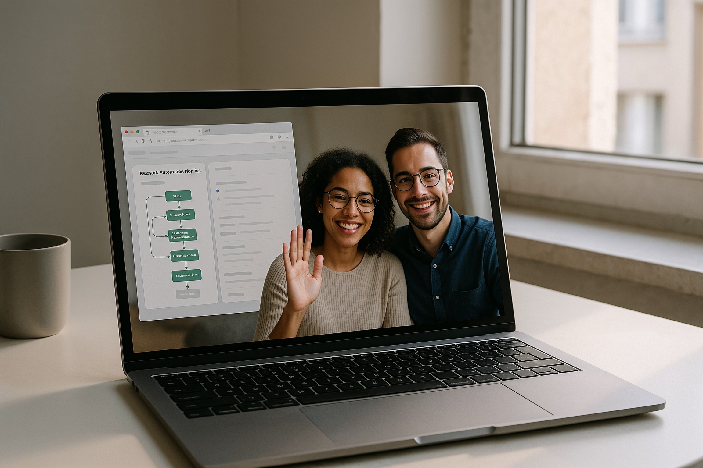 job hunting remote network engineering positions — team video stand-up reviewing network automation pipeline