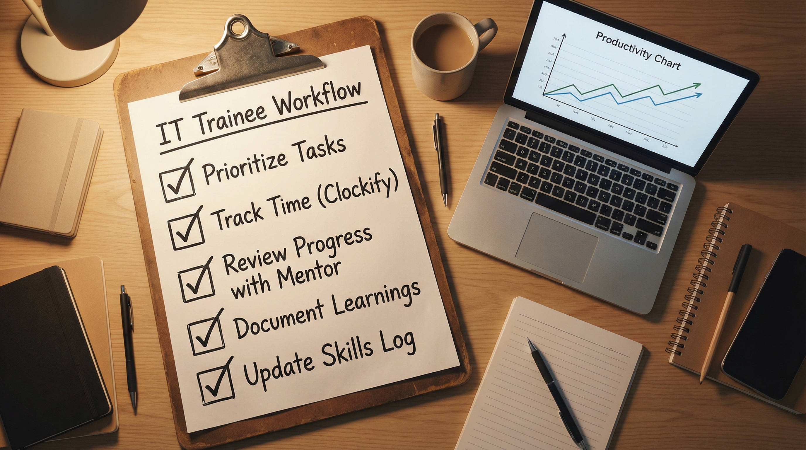 it-trainee-step-by-step-productivity-workflow-checklist