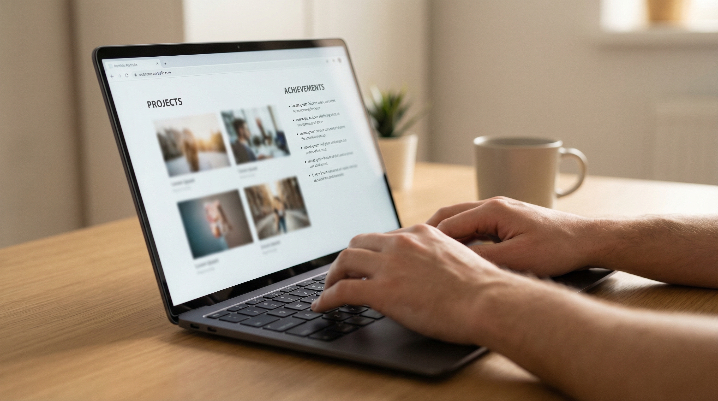 laptop-showing-it-portfolio-with-projects-and-achievements