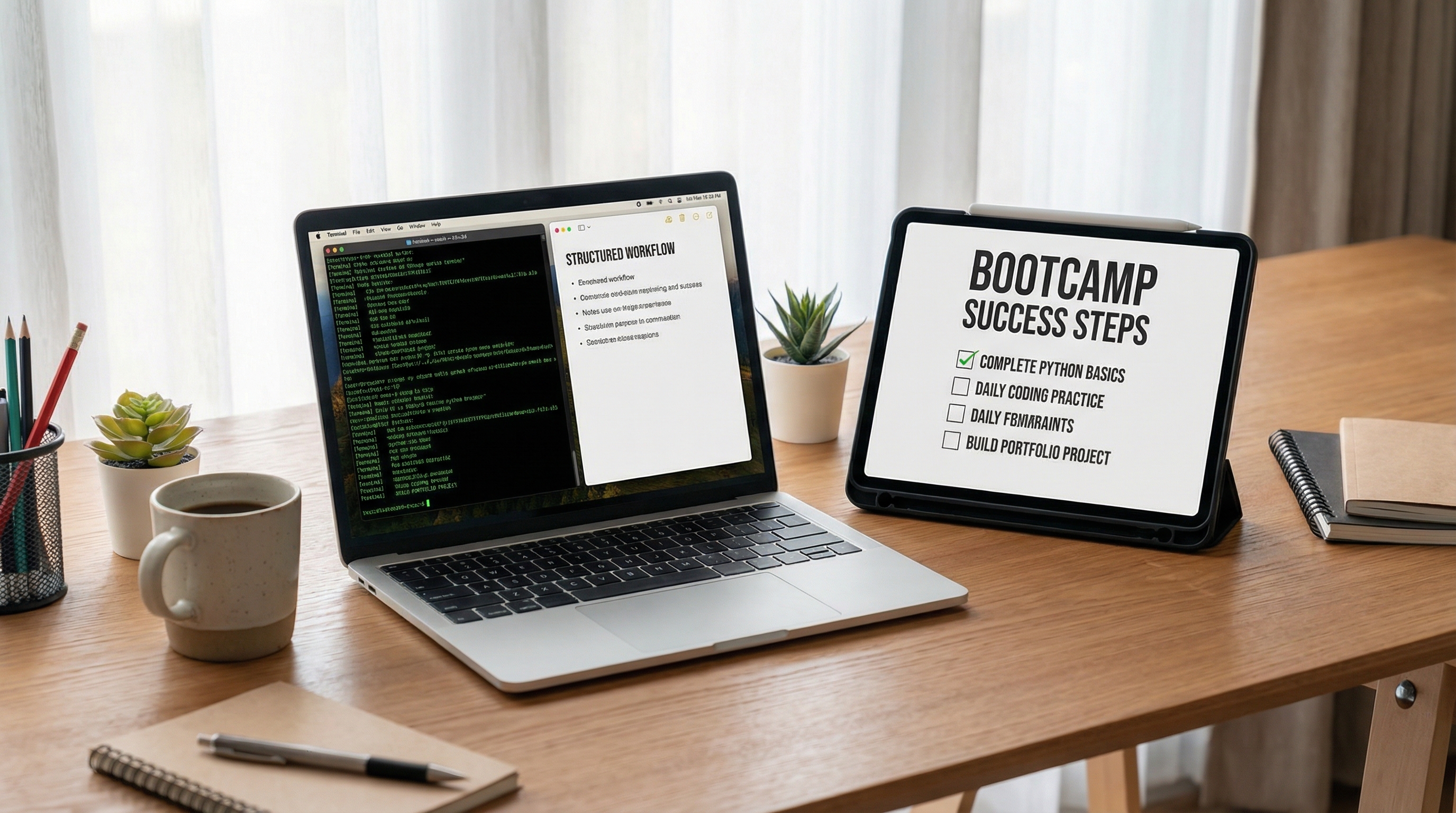 tablet-showing-bootcamp-success-checklist-on-modern-desk