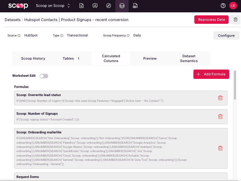 Spreadsheet Formula Interface