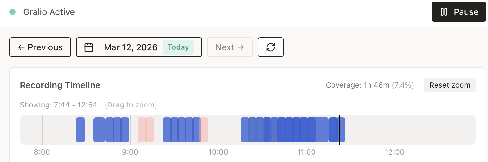 Screenshot of the Gralio recorder interface