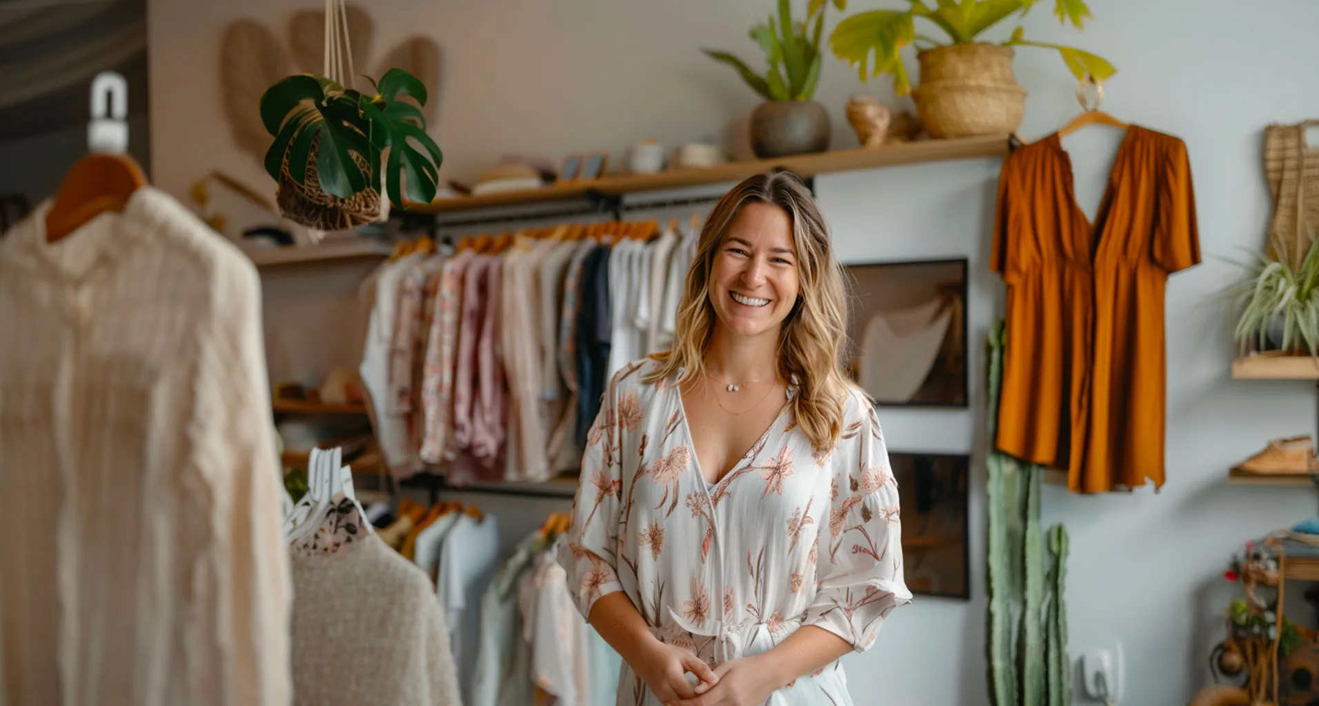 photo of an apparel store owner