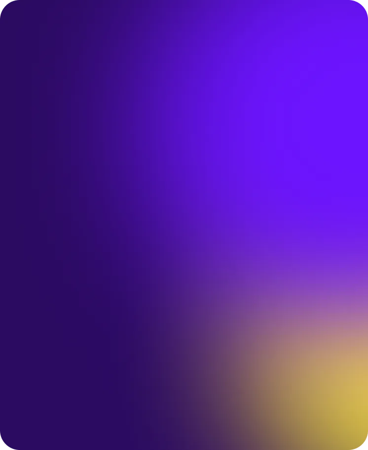 Background with smooth gradient transitioning from deep purple on left to bright purple and yellow on bottom right.