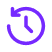 Purple circular arrow surrounding a clock face indicating refresh or time reset.