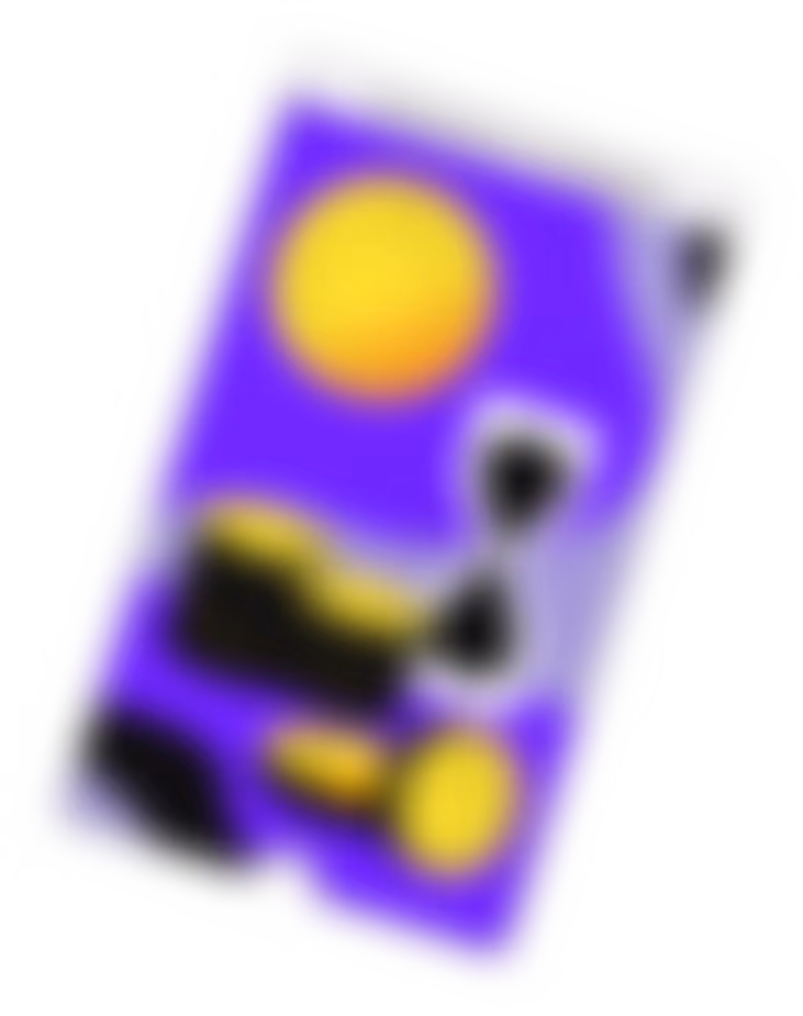 A purple card with a large yellow circle in the center against a white background.
