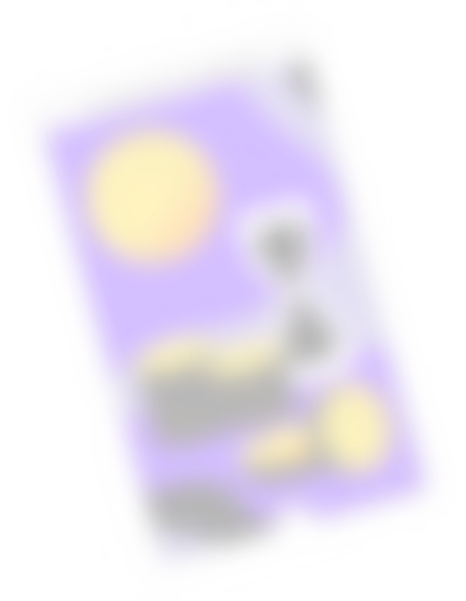 Illustrated bird with purple, black, and orange wings flying in front of a large yellow moon.