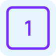 Purple number one inside a rounded square border on black background.