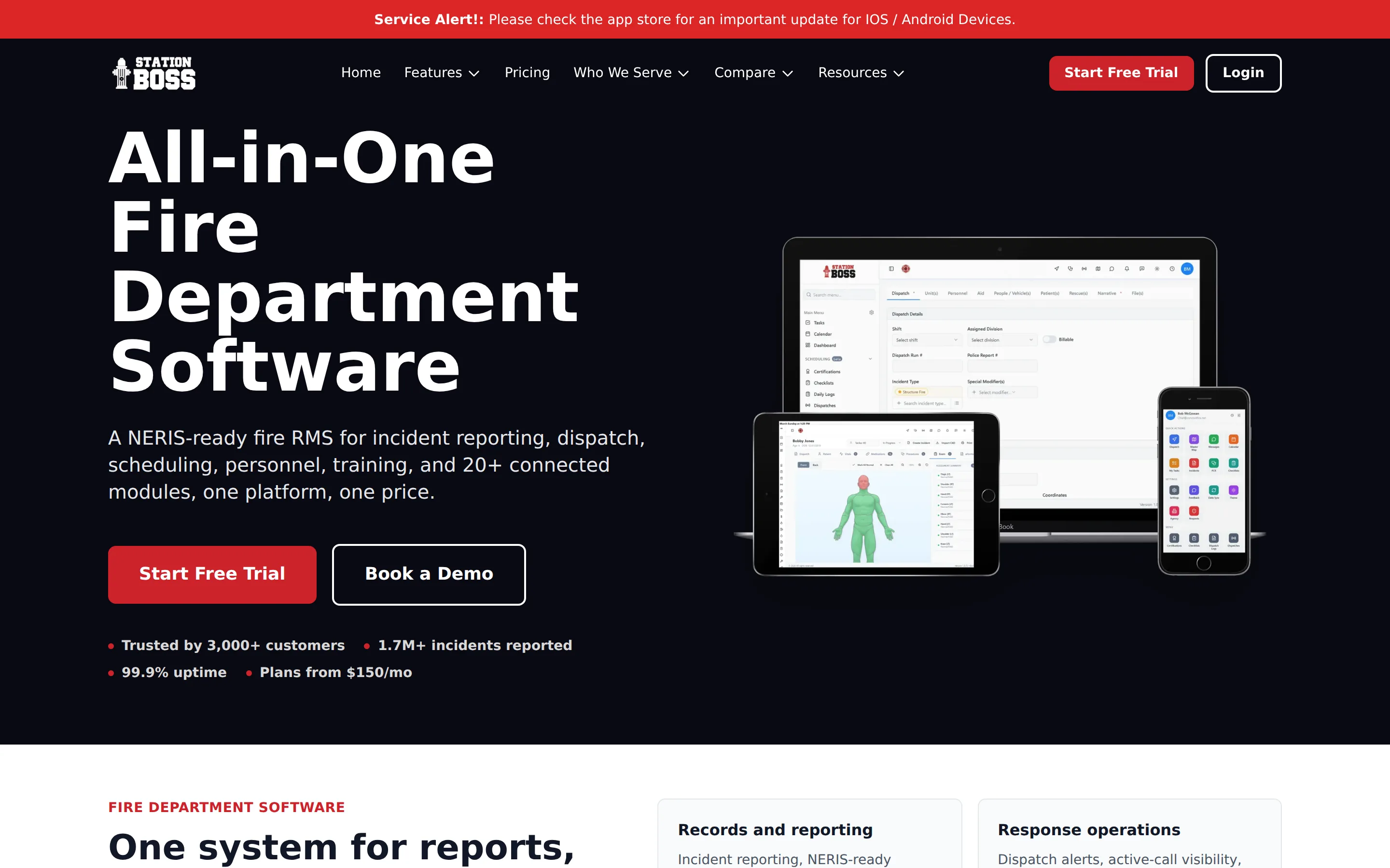 Station Boss homepage - fire department personnel records software