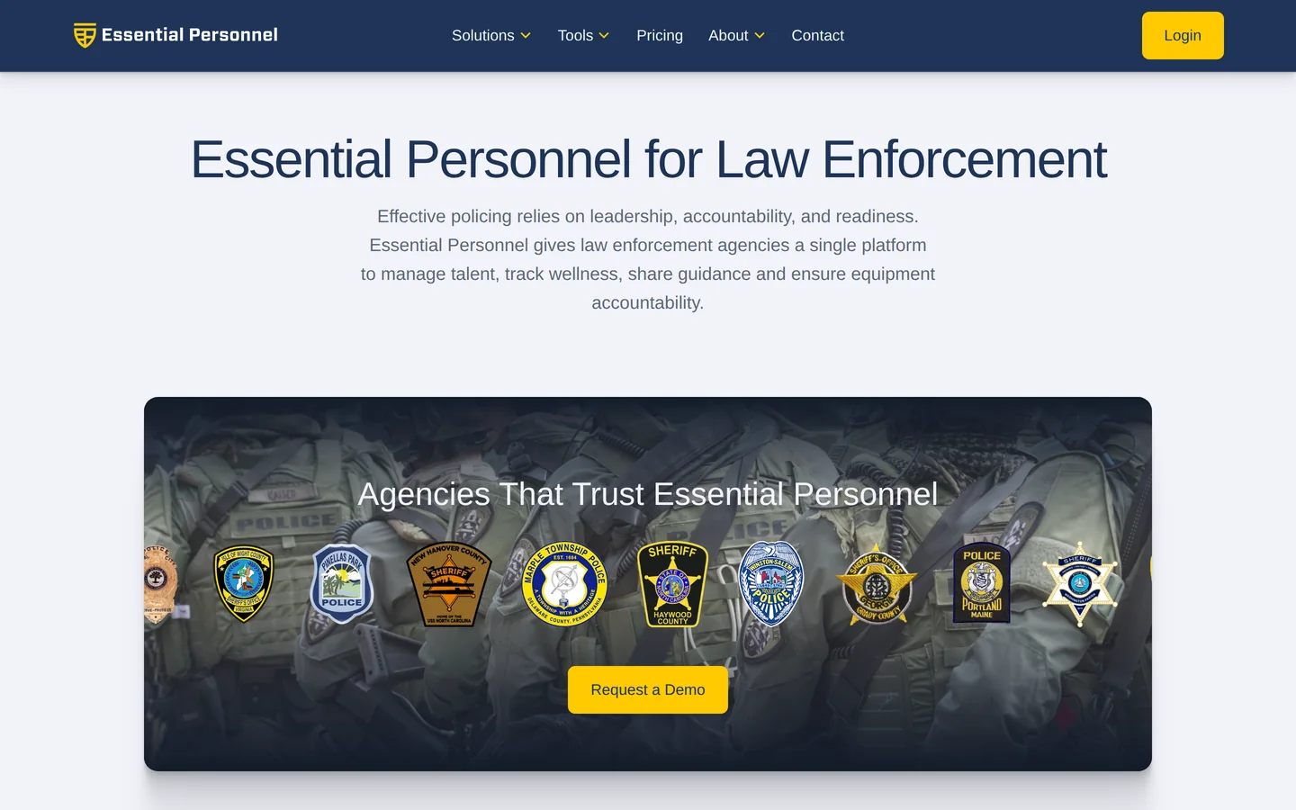 Essential Personnel homepage - internal affairs case management for police departments