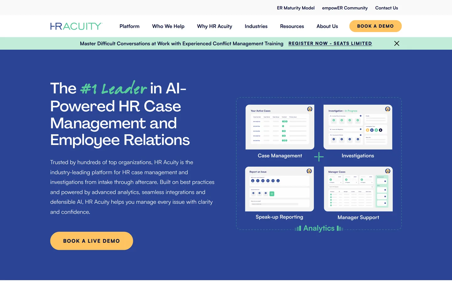 HR Acuity homepage - employee relations case management and investigations