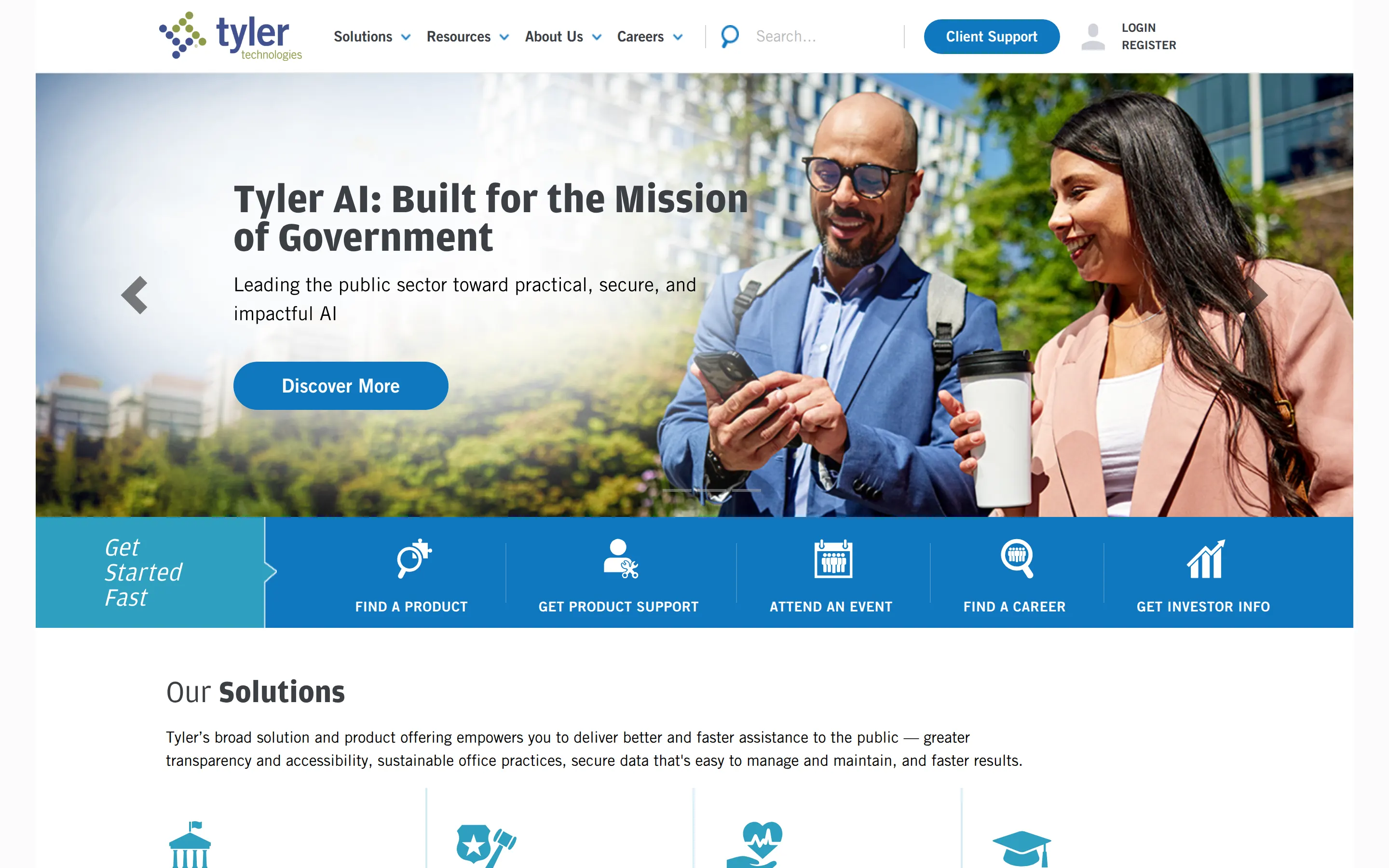 Tyler Technologies homepage - citywide training compliance