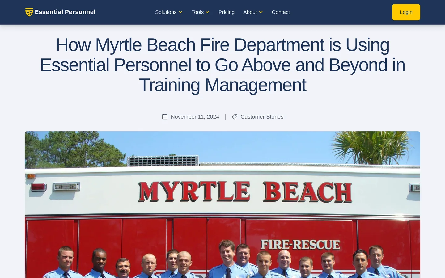 Myrtle Beach Fire Department customer story on the Essential Personnel site