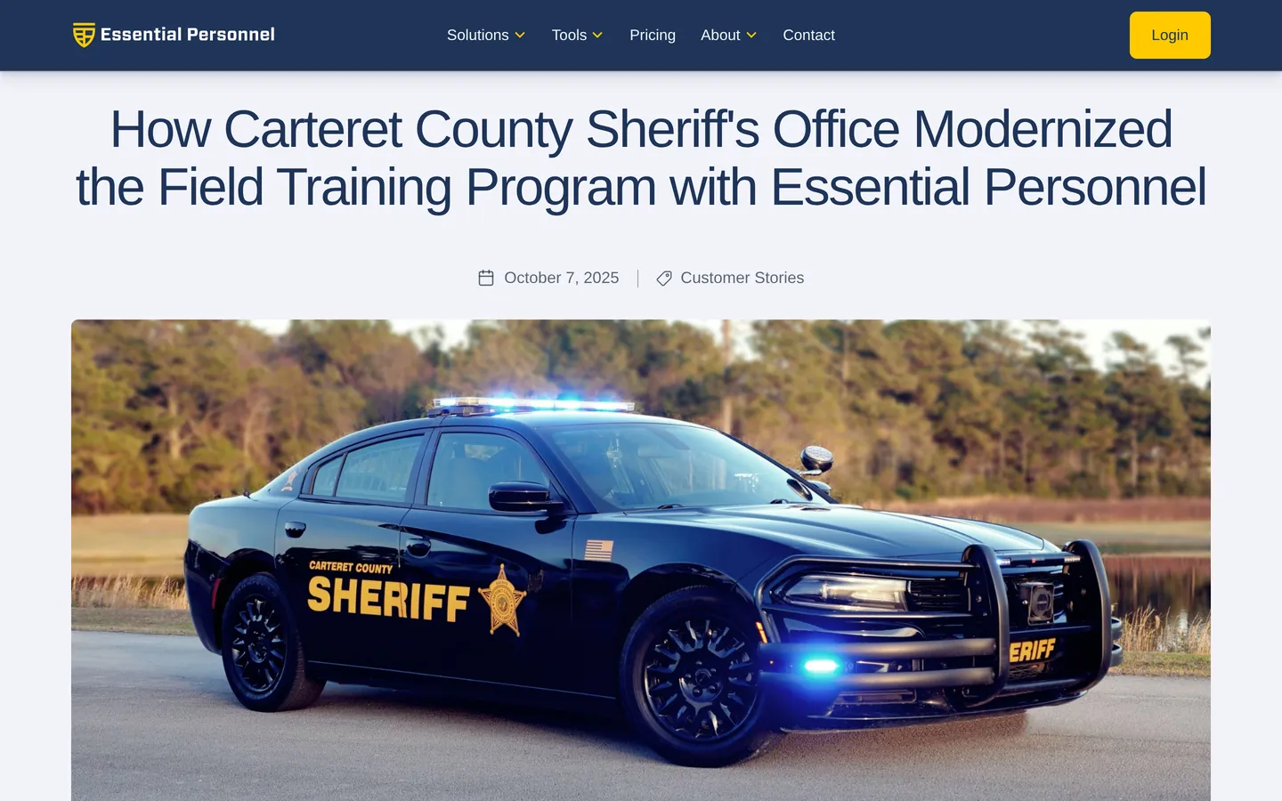 Carteret County Sheriff's Office customer story on the Essential Personnel site