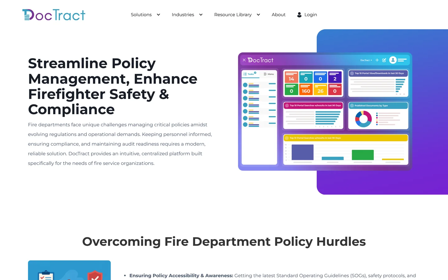 DocTract fire policy management page - PowerDMS and Lexipol alternatives for fire and EMS